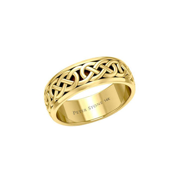 Celtic Knotwork 14K Yellow Gold Spinner Band Ring GTR1687 - Jewelry